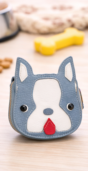 Best Friend Card Case – Genuine Leather Dog Cardholder Wallet, Cute Puppy Coin Purse, Zipper Card Holder, Dog Lover Gift