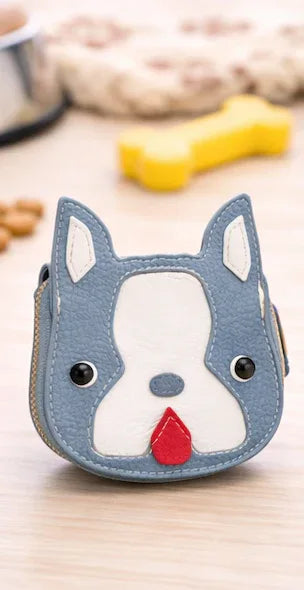 Best Friend Blue genuine leather dog-shaped card wallet and coin pouch for dog lovers.