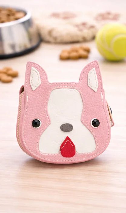 Best Friend Pink genuine leather dog-shaped card wallet and coin pouch for dog lovers.