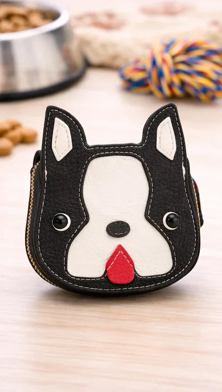 Best Friend Black genuine leather dog-shaped card wallet and coin pouch for dog lovers.