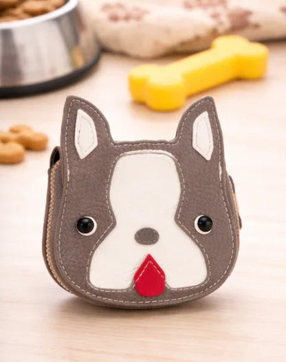 Best Friend Grey genuine leather dog-shaped card wallet and coin pouch for dog lovers.