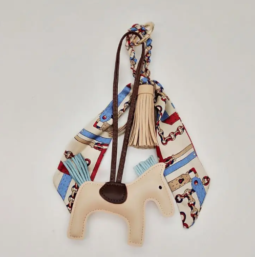 Horse Bag Charm with Tassel and Scarf