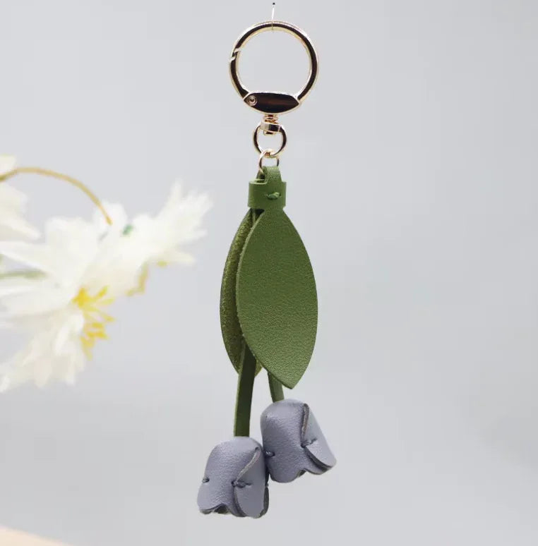 Blue  Sweetheart Tulip Bag Charm with key ring.