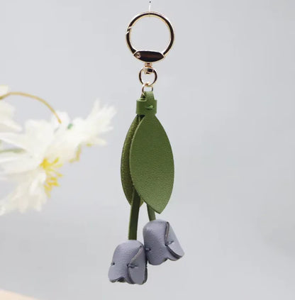Blue  Sweetheart Tulip Bag Charm with key ring.