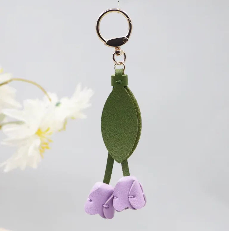 Blue Sweetheart Tulip Bag Charm with key ring.