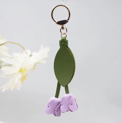 Blue Sweetheart Tulip Bag Charm with key ring.
