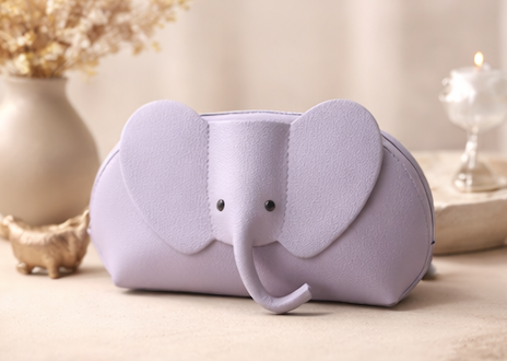 Handcrafted genuine leather elephant crossbody mini bag in grey by Trunk Love.