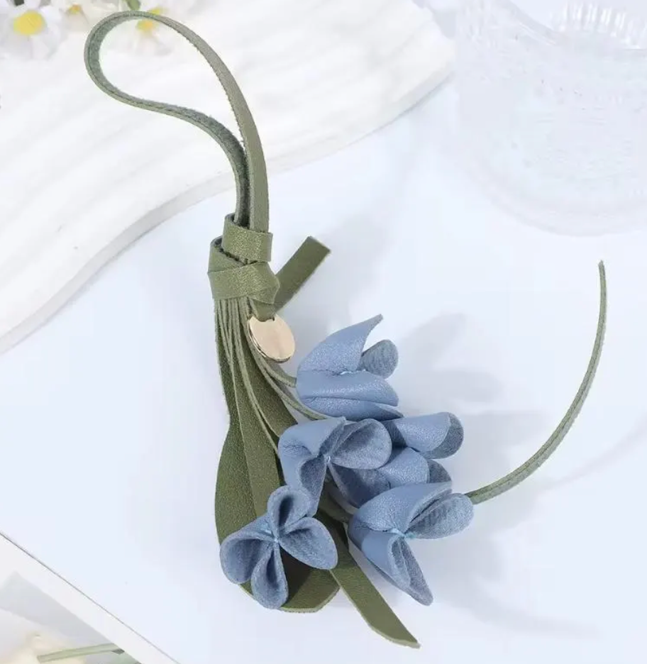 Petite Lily Leather Bag Charm | Handmade Elegant Floral Gift