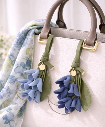 Petite Lily Leather Bag Charm | Handmade Elegant Floral Gift