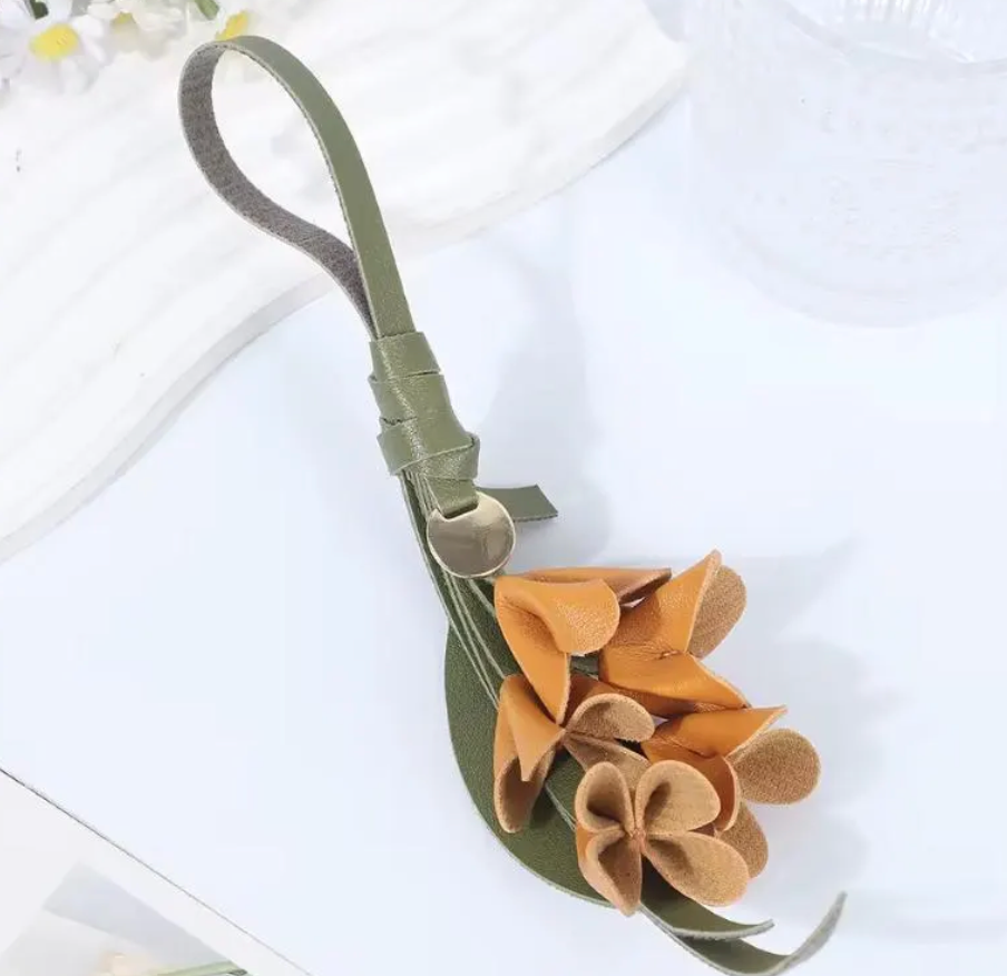Petite Lily Leather Bag Charm | Handmade Elegant Floral Gift