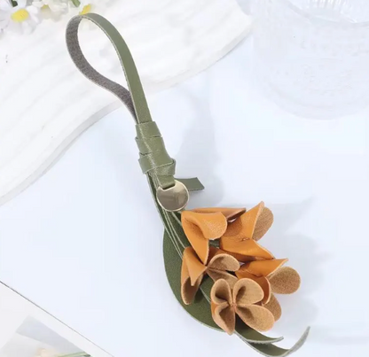 Petite Lily Leather Bag Charm | Handmade Elegant Floral Gift