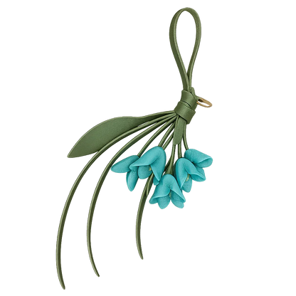 Lavender Petite Lily Bag Charm  with leather strap. 